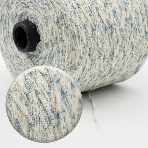 White with Blue Stripes 3-Warp 1-Weft Track Tape Yarn - Image 2