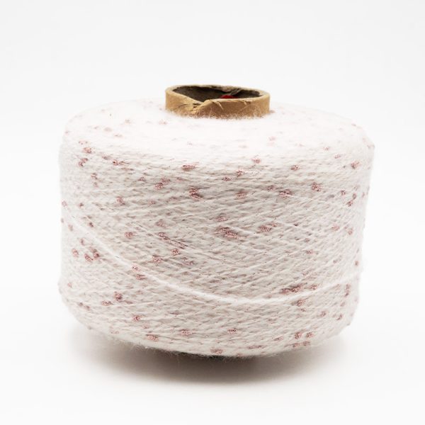 White with Pink Pinpoints Fasciated Yarn