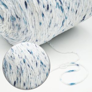 White with Blue Specks Chenille Yarn