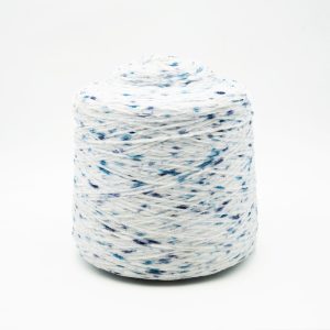 White with Blue Specks Chenille Yarn