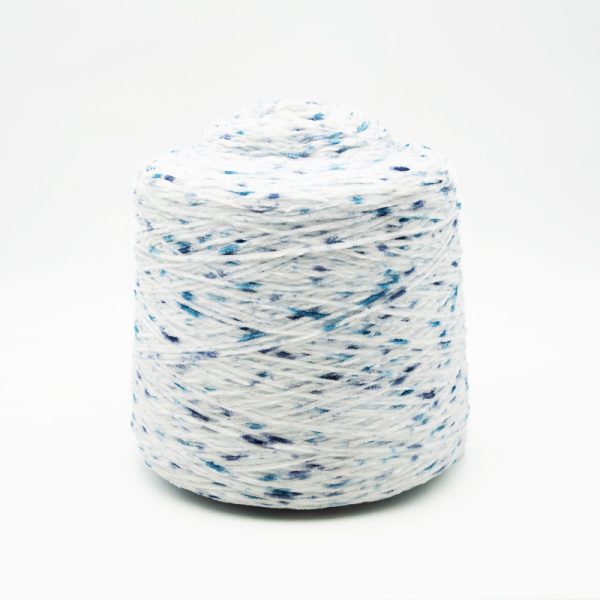White with Blue Specks Chenille Yarn